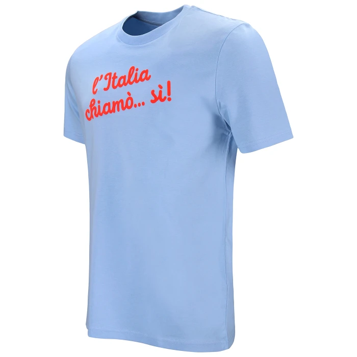 L'ITALIA CHIAMO', SI'! TACCHETTEE X ITALIA FIGC PRINTED SKY-BLUE T-SHIRT