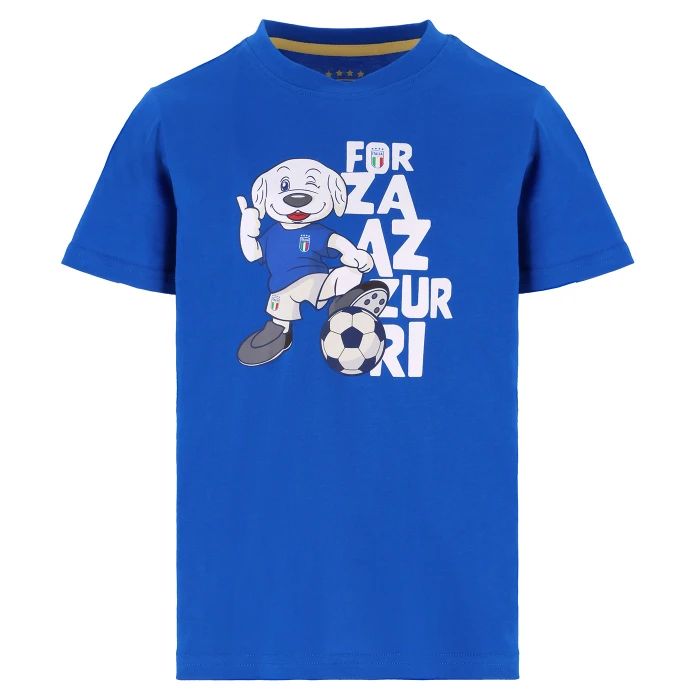 ITALY FIGC KIDS BLUE MASCOTTE T-SHIRT
