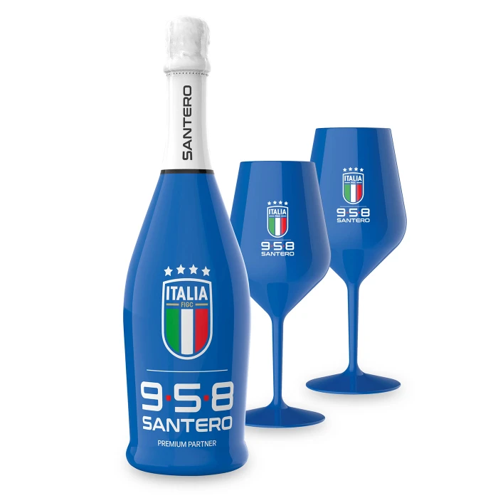 SANTERO X ITALIA FIGC BOX SPUMANTE EXTRA DRY 750ML + 2 CALICI
